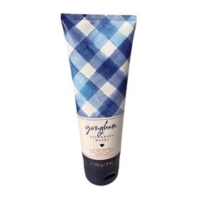 Bath & Body Works Gingham Ultra Shea Body Cream 8oz Blue Freesia White Peach